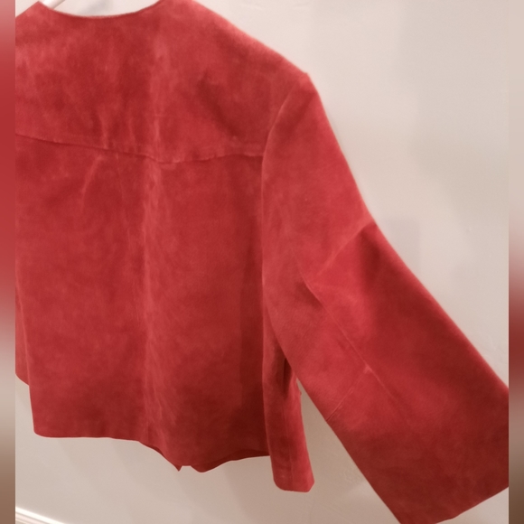 Women's LAL brand ruby red 100% leather jacket size large EUC - Picture 6 of 10